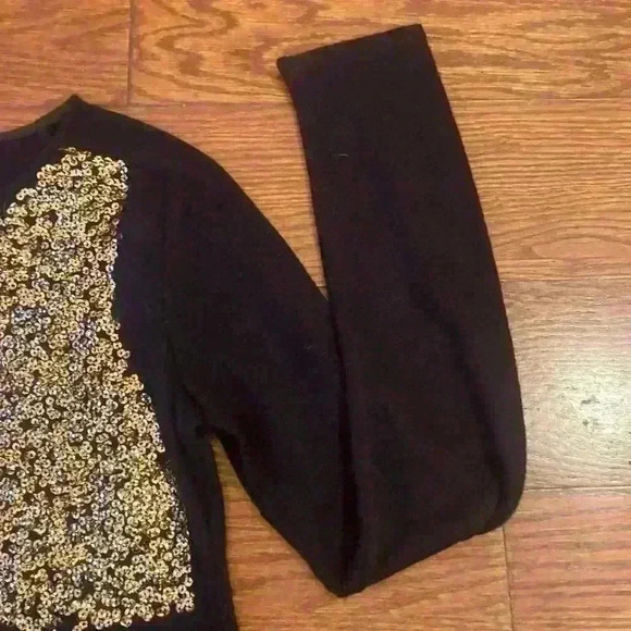 THML gold sequin pullover black sweater size Medium Exc Con - Picture 5 of 7
